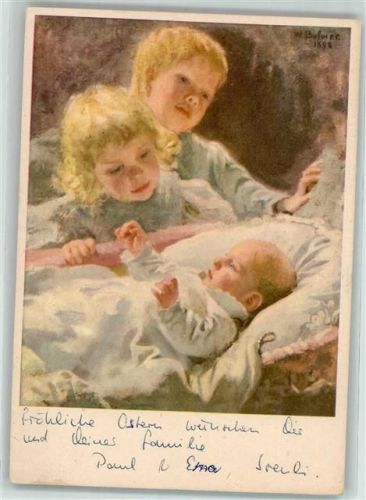 Wilhelm Balmer "Die drei Brüder" AK Pro Infirmis Schweiz Künstlerkarte