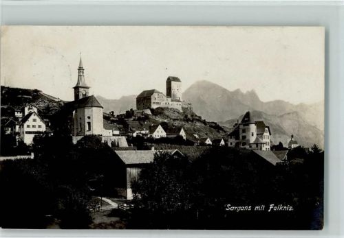 7320 Sargans - Ortsansicht mit Falknis