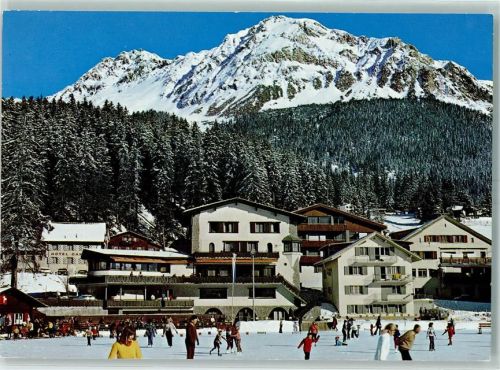 7078 Lenzerheide/Lai - Eisplatz mit Rothorn und Foil-Cotschen Schlittschuhläufer