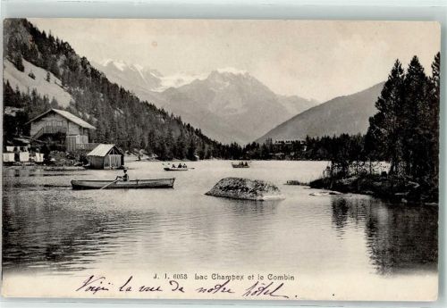 Champex 1909 - Ruderboot auf dem See Grand Combin
