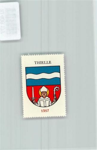 2075 Thielle - Vignette Wappen Kaffee Hag ca 1920-1940 Hl. Theodul Bischofsstab Schwert