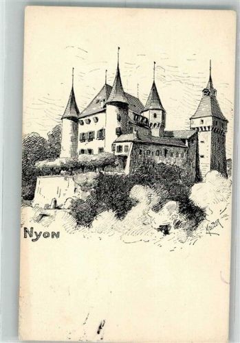 1260 Nyon 1920 Radierung Schloss