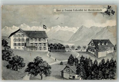 3672 Oberdiessbach 1909 Foto AK Hotel Pension Falkenfluh