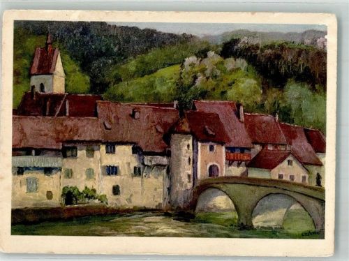 2882 St-Ursanne 1943 Gebrauchsspuren Feldpost BTTR,Camp. 11 Lithographie/Künstlerkarte