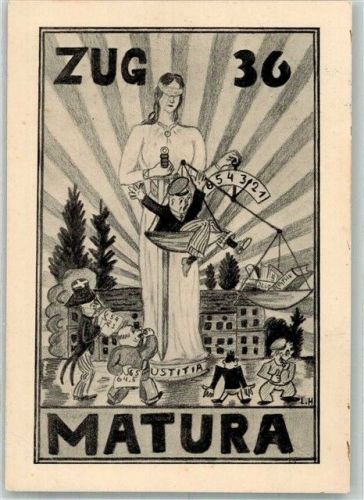 6300 Zug Zugo 1935 Radierung Studentika Justizia
