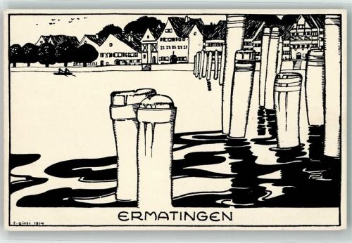 8272 Ermatingen Künstlerkarte Ruderboot