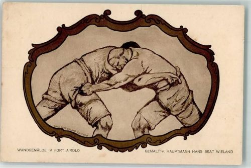 6780 Airolo Gebrauchsspuren Wandgemälde sign. Hauptmann H.B. Wieland Fort Airolo Verlosung Spende 1919