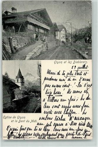 1882 Gryon - Diablerets Eglise Kirche Dent du Midi