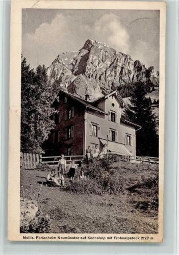 8753 Mollis 1928 - Ferienheim Neumünster auf Kennel-Alp, Serie XX Nr. 98, sehr gute Erhaltung AK