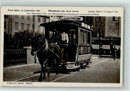 8000 Zürich - Pferdebahn letzte Fahrt 1900 Helmhaus Straßenbahn