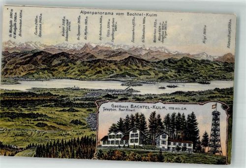8340 Hinwil 1907 Foto AK Gasthaus Bachtel-Kulm Aussichtsturm Alpenpanorama