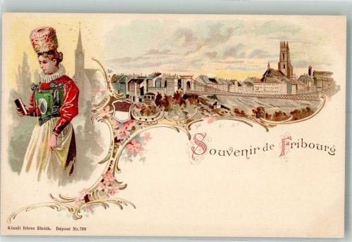 1700 Fribourg Freiburg Lithographie Tracht