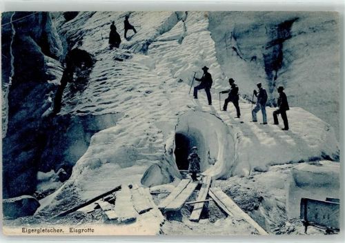 3823 Eigergletscher 1908 - Bergsteiger Eisgrotte