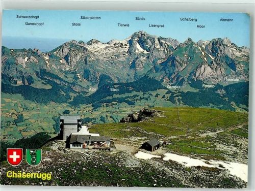 Chäserrugg - Gasthaus Fliegeraufnahme Hüttenstempel