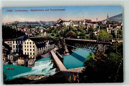 9620 Lichtensteig 1915 - Stadtbrücke Thurschleusen