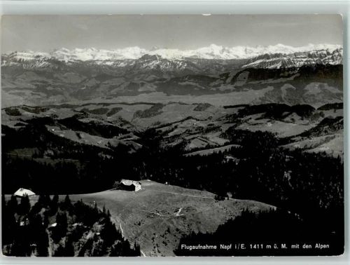 Napf - Flugaufnahme Berghotel Napf mit den Alpen