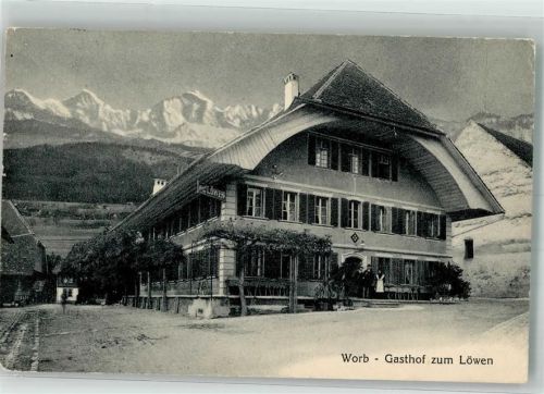 3076 Worb 1915 Foto AK Gasthaus zum Löwen