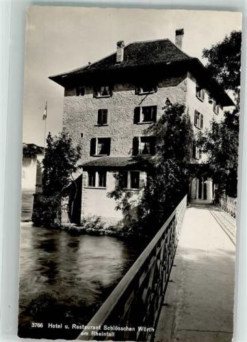 Wörth Schlösschen Foto AK Hotel Gasthaus Schlösschen am Rheinfall