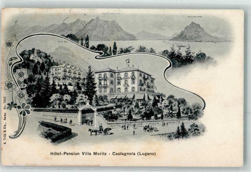 6906 Castagnola-Cassarate 1910 Gebrauchsspuren Hotel Pension Villa Moritz Oldtimer