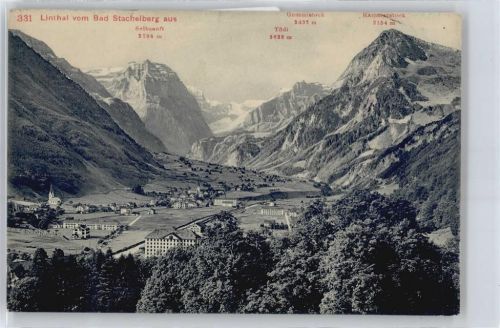 8783 Linthal - Blick vom Bad Stachelberg, Tödi, Selbsanft