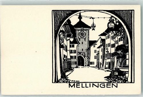 5507 Mellingen 1914 Künstlerkarte sign. M.S.