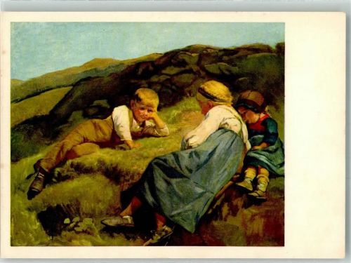 sign. Koller Rud. Kinder vom Hasbiberg Pro Infirmis Schweiz Künstlerkarte