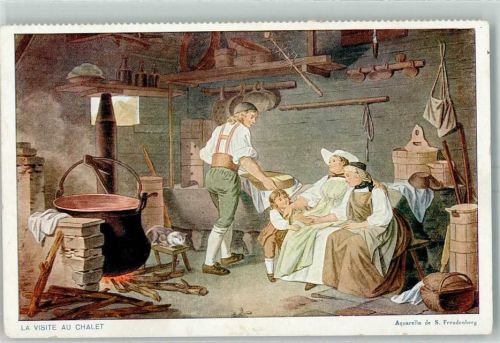 1926 Künstlerkarte Bauernstube Käserei sign. S. Freudenberg AK