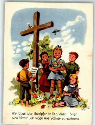 8887 Mels Künstlerkarte sign. K Aktion Weisstannental Kinder Kreuz