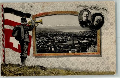 8000 Zürich 1912 - Kasier Wilhelm II. Porträt Soldat Fahne Passepartout