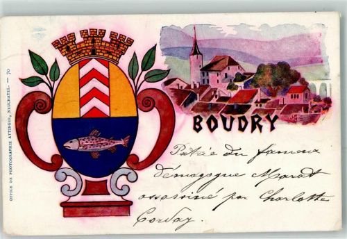 2017 Boudry 1901 Künstlerkarte Wappen sign.