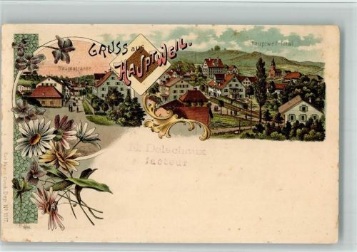 9213 Hauptwil 1900 BOAKC Lithographie Hauptstraße Verlag Künzli Nr 1117 Gebrauchsspuren, bitte Scan genau beachten!