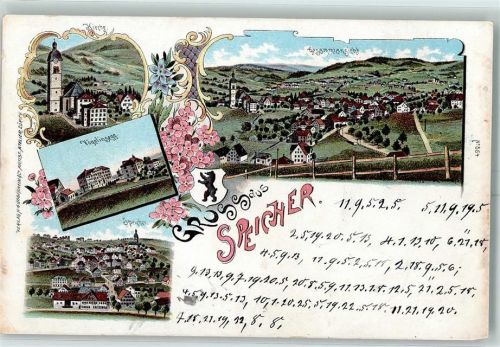 9042 Speicher 1899 Gebrauchsspuren Kirche Vögelinsegg Speicher Lithographie