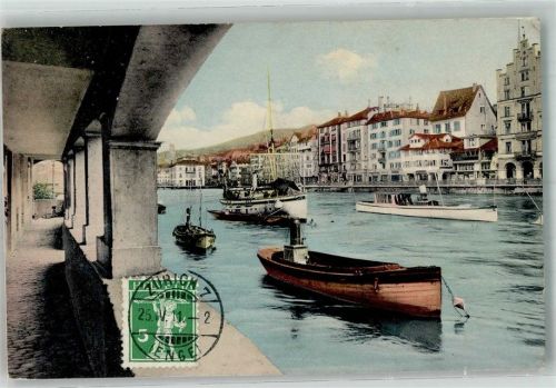 8000 Zürich 1911 Foto AK Limmatquai Briefmarke bildseitig