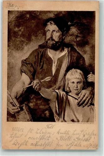 1904 Künstlerkarte sign. Stückelberg Wilhelm Tell