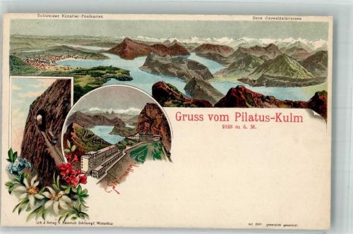 6010 Pilatus Kulm Lithographie Pilatus Kulm sign. Steinmann, C.