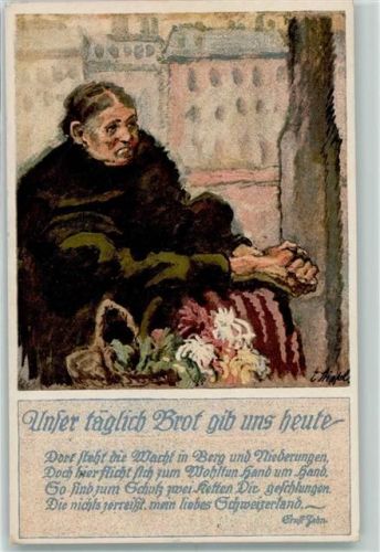 8000 Zürich Künstlerkarte Kriegsnotunterstützung der Stadt Zürich Unser täglich Brot gib uns heute sign