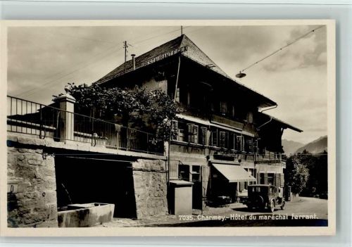 1637 Charmey (Gruyère) Foto AK Nr. 7035 Verlag SG - Hotel du marechal ferrant, Auto, gute Erhaltung AK