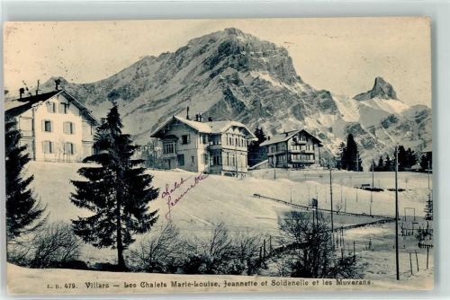 1884 Villars-sur-Ollon 1914 - Les Chalets Marie Louise Jeannette et Soldanelle et les Muverans Winter Schnee