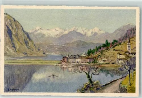 6816 Bissone Künstlerkarte Lago di Lugano sign. E Zuppinger