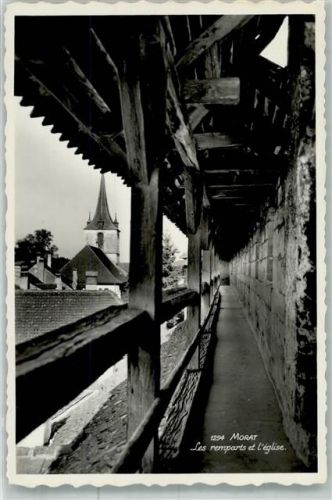 3280 Murten Morat Foto AK Kirche Les remparts