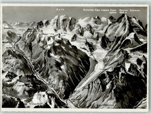 Bernina - Die Bernina-Gruppe aus der Vogelschau