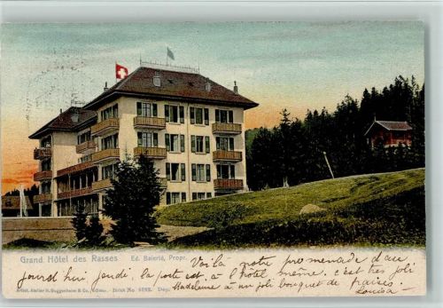 1452 Les Rasses - Grand Hotel, Verlag Guggenheim Nr. 6762 - Stempelspuren
