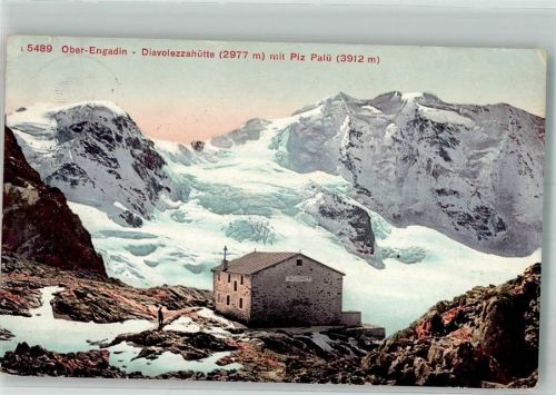 7504 Pontresina 1914 Gebrauchsspuren Oberengadin Berghaus Diavolezza