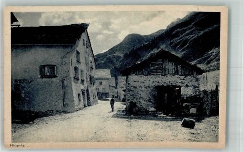 7438 Hinterrhein 1920 Foto AK Dorfgasse Schweizer Heimatschutz Postkarten