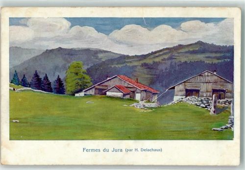 1918 Künstlerkarte Ferme du Jura sign. H. Delachaux