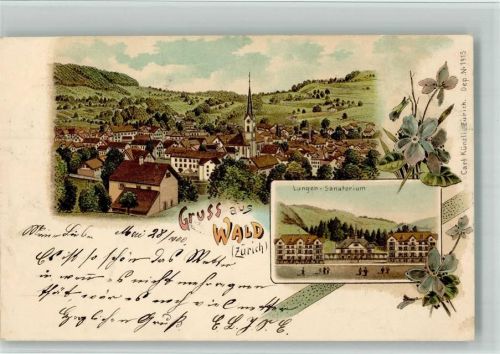 8636 Wald ZH 1900 BOAKC Lithographie Lungen Sanatorium Verlag Künzli Nr 1915 Gebrauchsspuren, bitte Scan genau beachten!