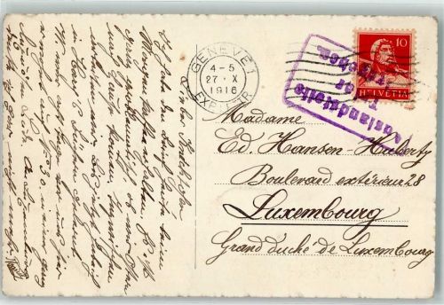 Genève Genf Auslandstelle Trier Flaggenstempel Phila Schweiz 1916
