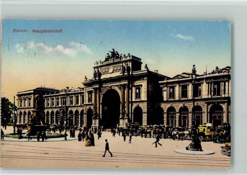 Zürich Hauptbahnhof Pferdekutschen Feldpost Militärsache Bahnhof Schweiz