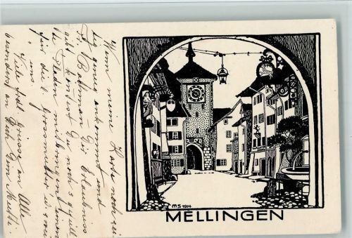 5507 Mellingen 1914 Lithographie / Künstlerkarte sign MS 1914 AK
