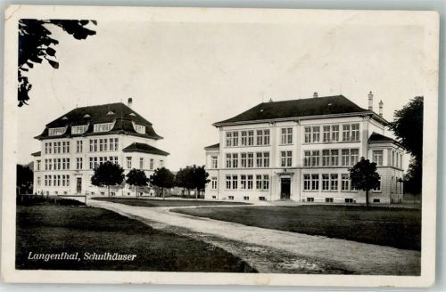 4900 Langenthal 1926 Foto AK Schulhäuser Feldpost
